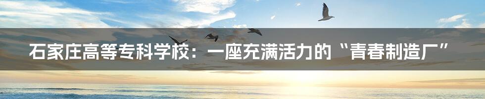 石家庄高等专科学校:一座充满活力的“青春制造厂”
