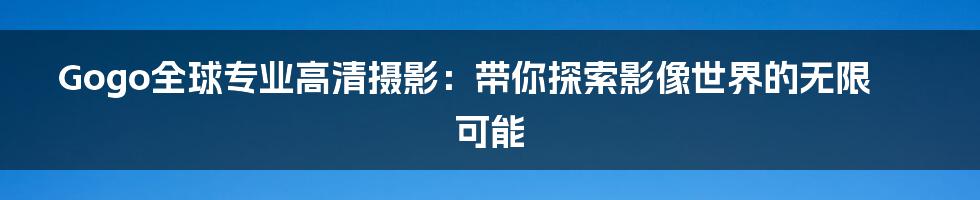 Gogo全球专业高清摄影：带你探索影像世界的无限可能