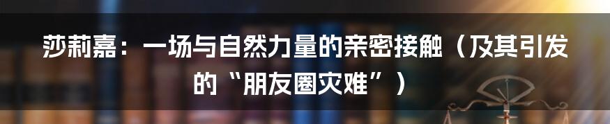 莎莉嘉:一场与自然力量的亲密接触(及其引发的“朋友圈灾难”)