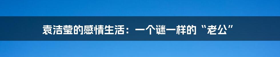 袁洁莹的感情生活:一个谜一样的“老公”