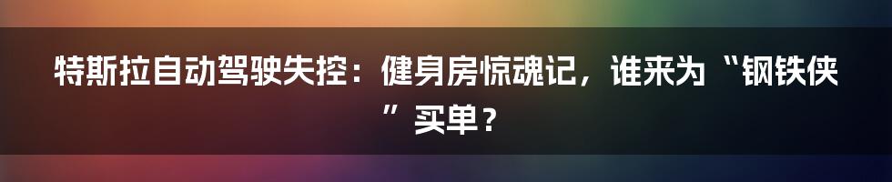 特斯拉自动驾驶失控：健身房惊魂记，谁来为“钢铁侠”买单？