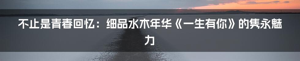 不止是青春回忆：细品水木年华《一生有你》的隽永魅力