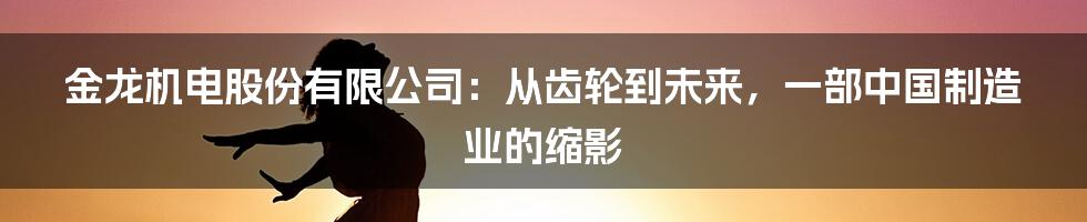 金龙机电股份有限公司:从齿轮到未来,一部中国制造业的缩影