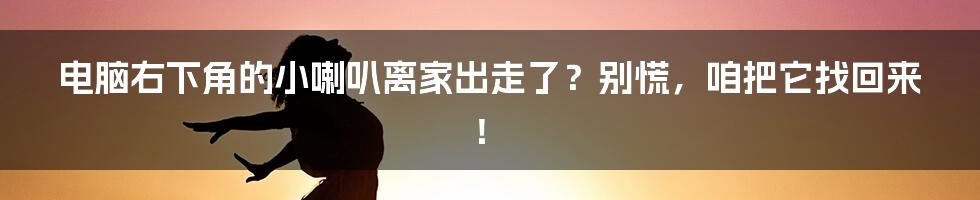 电脑右下角的小喇叭离家出走了?别慌,咱把它找回来!