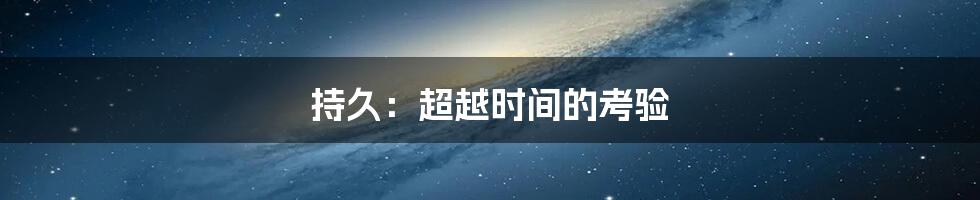 持久：超越时间的考验