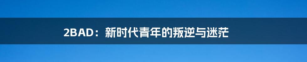 2BAD：新时代青年的叛逆与迷茫