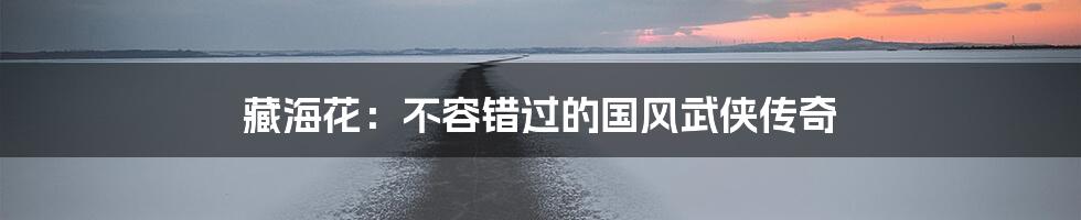 藏海花：不容错过的国风武侠传奇