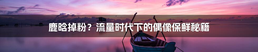 鹿晗掉粉？流量时代下的偶像保鲜秘籍