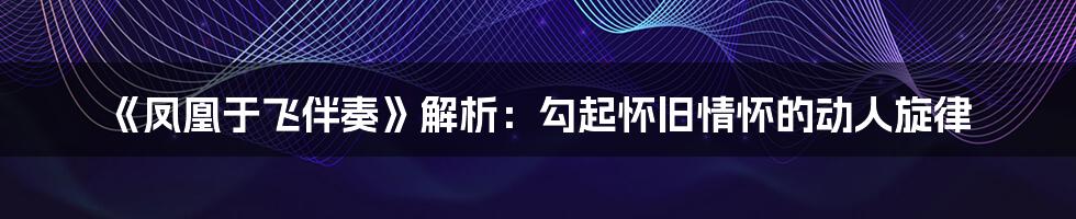 《凤凰于飞伴奏》解析：勾起怀旧情怀的动人旋律