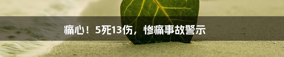 痛心！5死13伤，惨痛事故警示