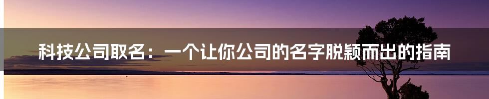 科技公司取名：一个让你公司的名字脱颖而出的指南