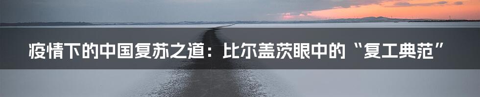疫情下的中国复苏之道:比尔盖茨眼中的“复工典范”