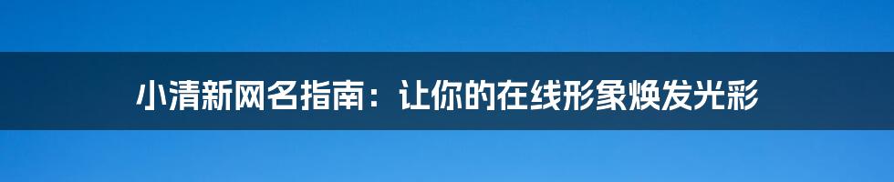小清新网名指南：让你的在线形象焕发光彩