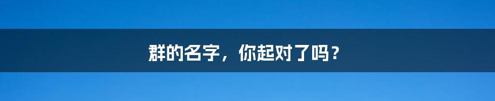 群的名字，你起对了吗？