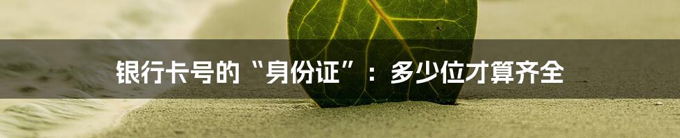 银行卡号的“身份证”:多少位才算齐全