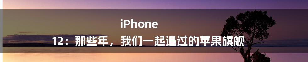 iPhone 12:那些年,我们一起追过的苹果旗舰