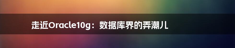 走近Oracle10g：数据库界的弄潮儿