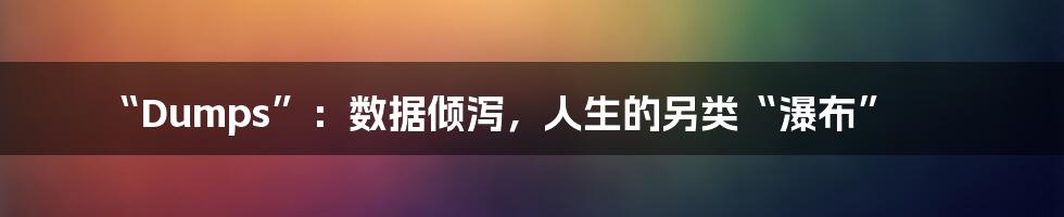 “Dumps”:数据倾泻,人生的另类“瀑布”