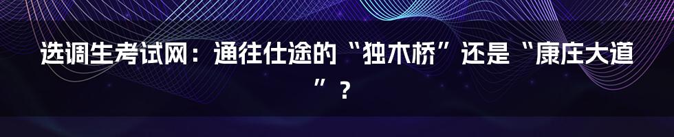 选调生考试网:通往仕途的“独木桥”还是“康庄大道”?