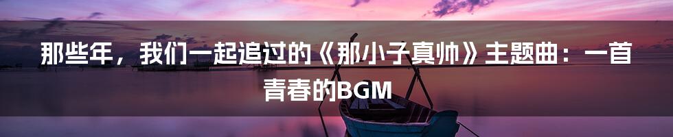 那些年,我们一起追过的《那小子真帅》主题曲:一首青春的BGM