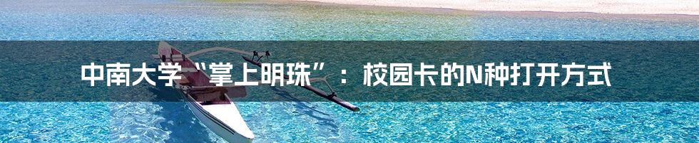 中南大学“掌上明珠”:校园卡的N种打开方式