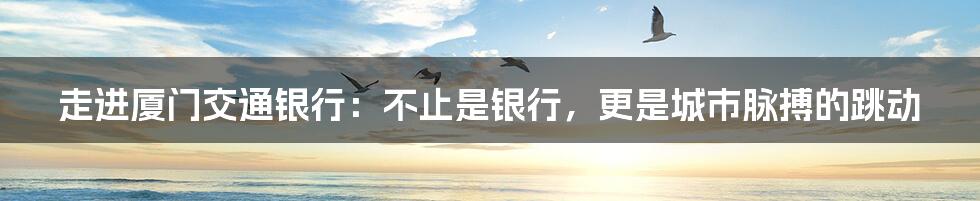走进厦门交通银行:不止是银行,更是城市脉搏的跳动