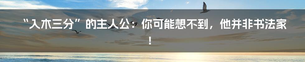“入木三分”的主人公：你可能想不到，他并非书法家！