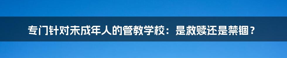专门针对未成年人的管教学校：是救赎还是禁锢？