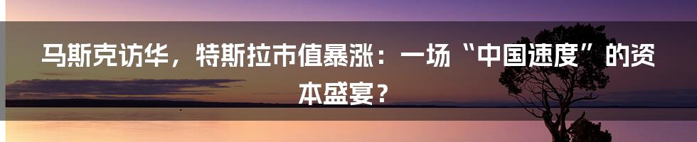 马斯克访华，特斯拉市值暴涨：一场“中国速度”的资本盛宴？