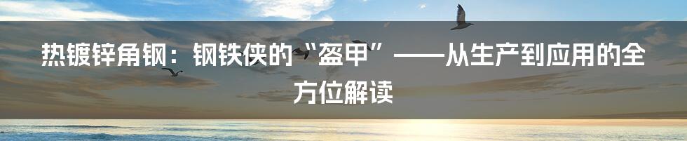 热镀锌角钢：钢铁侠的“盔甲”——从生产到应用的全方位解读