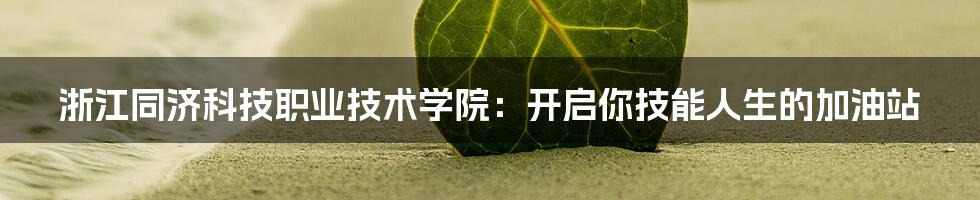 浙江同济科技职业技术学院：开启你技能人生的加油站