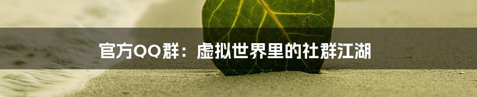 官方QQ群：虚拟世界里的社群江湖