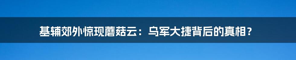 基辅郊外惊现蘑菇云：乌军大捷背后的真相？