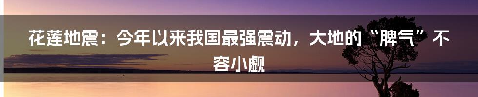 花莲地震:今年以来我国最强震动,大地的“脾气”不容小觑