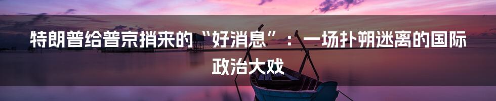 特朗普给普京捎来的“好消息”:一场扑朔迷离的国际政治大戏