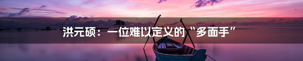 洪元硕:一位难以定义的“多面手”
