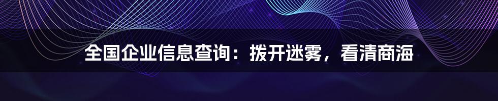 全国企业信息查询:拨开迷雾,看清商海