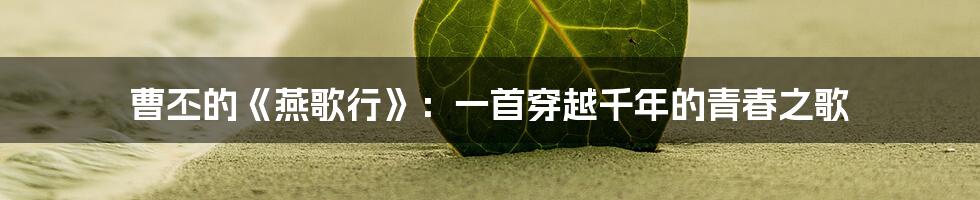 曹丕的《燕歌行》:一首穿越千年的青春之歌