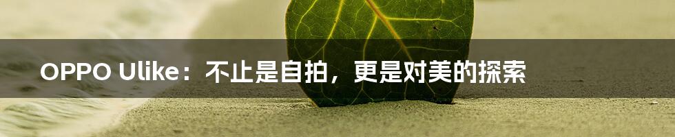 OPPO Ulike:不止是自拍,更是对美的探索