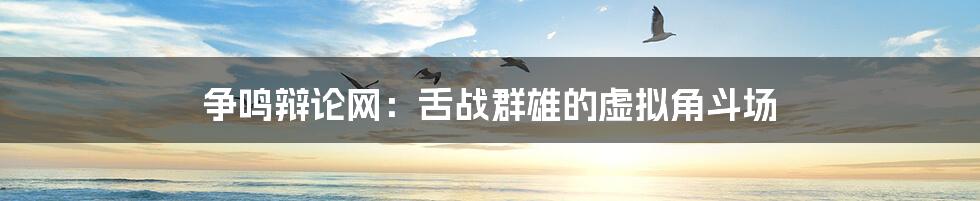 争鸣辩论网：舌战群雄的虚拟角斗场