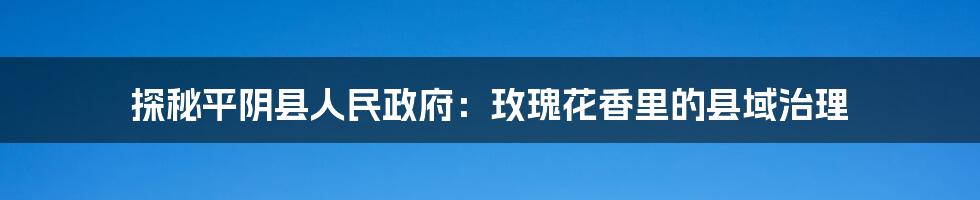 探秘平阴县人民政府:玫瑰花香里的县域治理