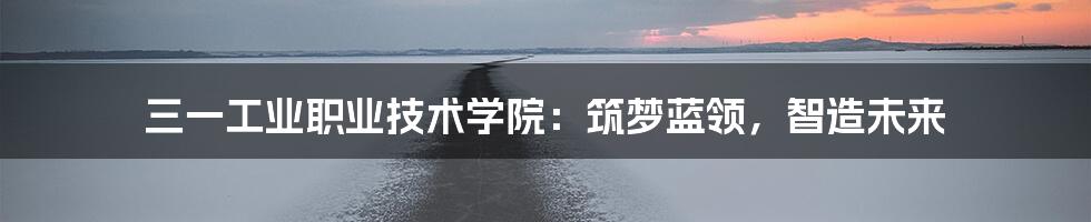 三一工业职业技术学院:筑梦蓝领,智造未来
