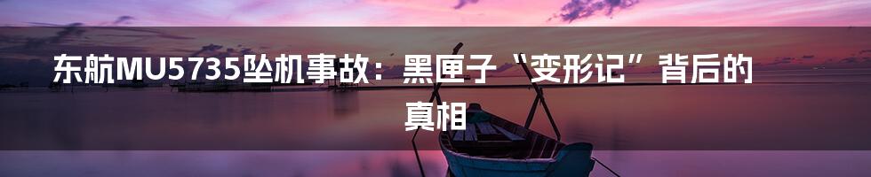 东航MU5735坠机事故:黑匣子“变形记”背后的真相
