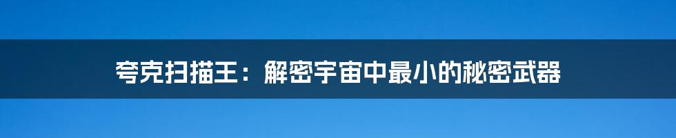 夸克扫描王:解密宇宙中最小的秘密武器