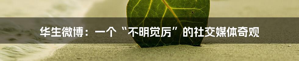 华生微博：一个“不明觉厉”的社交媒体奇观
