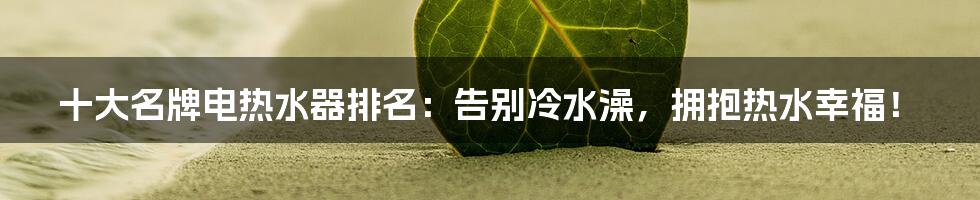 十大名牌电热水器排名：告别冷水澡，拥抱热水幸福！