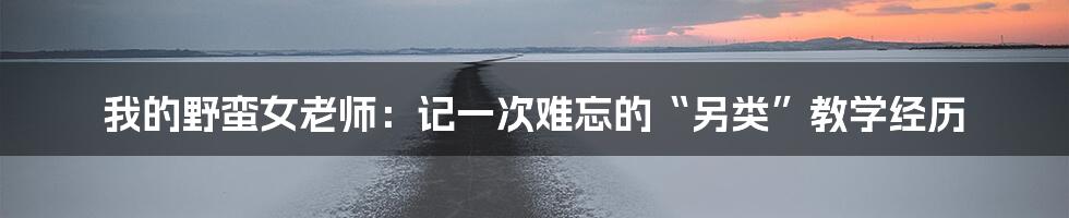 我的野蛮女老师:记一次难忘的“另类”教学经历