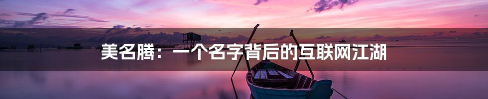 美名腾:一个名字背后的互联网江湖