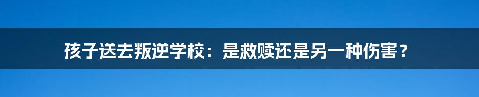 孩子送去叛逆学校：是救赎还是另一种伤害？