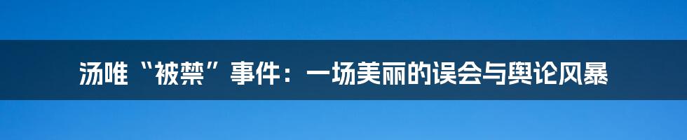 汤唯“被禁”事件:一场美丽的误会与舆论风暴